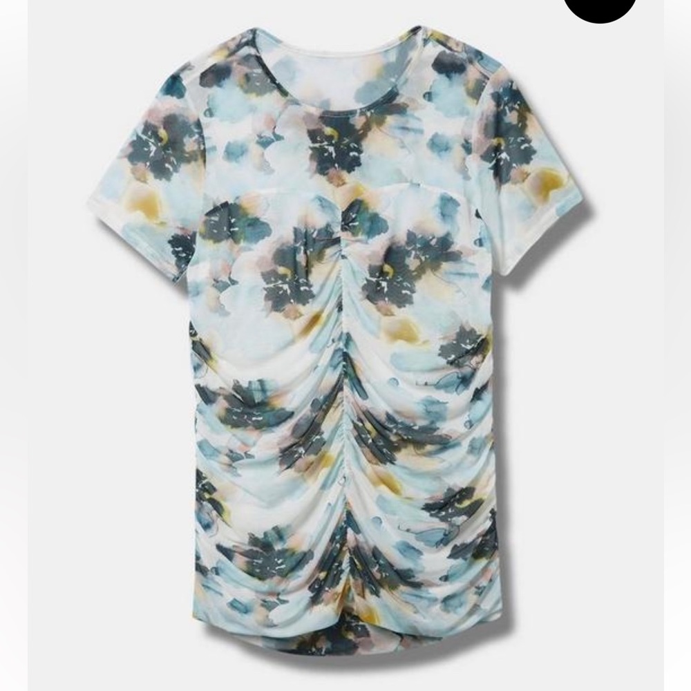 Torrid Stretch Mesh Crew Neck Ruched Top